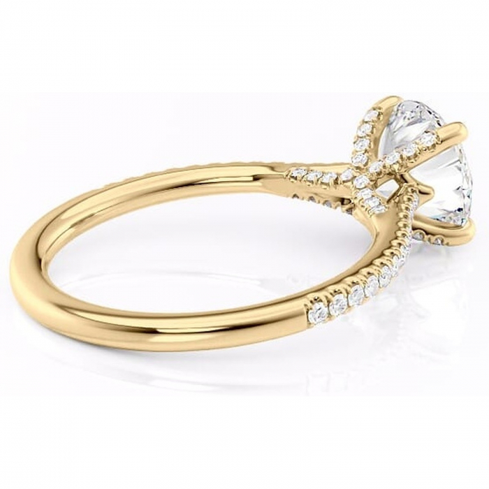 Inel de logodnă Noa din aur Galben 14kt cu moissanite tăietură rotundă – Montură pavé rafinată pentru profil înalt | Personalizează și configurează gratuit online [3]