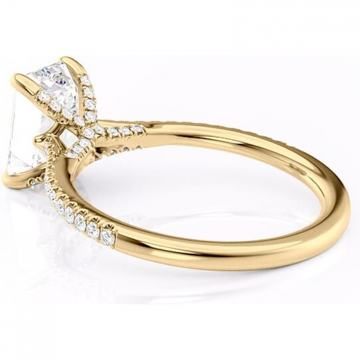 Inel de logodnă Noa din aur Galben 14kt cu moissanite tăietură smarald – Montură pavé rafinată pentru profil înalt | Personalizează și configurează gratuit online [5]