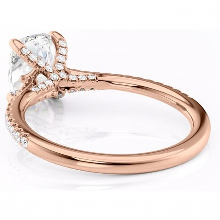 Inel de logodnă Noa din aur Rose 14kt cu moissanite tăietură asscher – Montură pavé rafinată pentru profil înalt | Personalizează și configurează gratuit online [4]