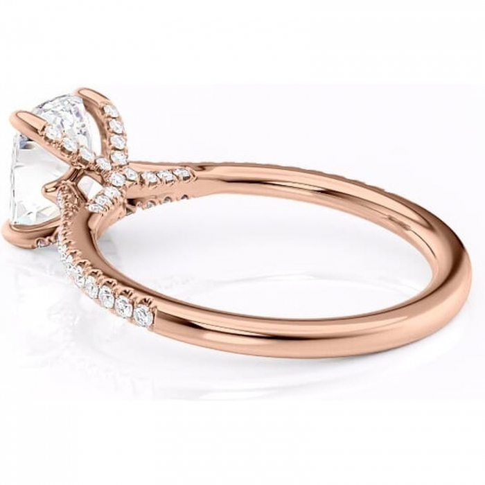 Inel de logodnă Noa din aur Rose 14kt cu moissanite tăietură asscher – Montură pavé rafinată pentru profil înalt | Personalizează și configurează gratuit online [5]