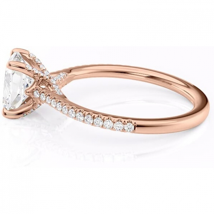 Inel de logodnă Noa din aur Rose 14kt cu moissanite tăietură asscher – Montură pavé rafinată pentru profil înalt | Personalizează și configurează gratuit online [6]