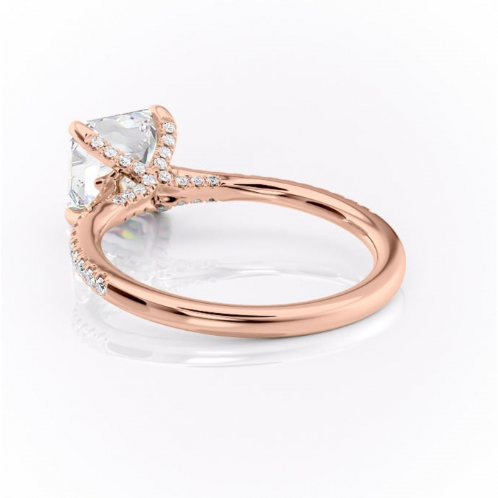 Inel de logodnă Noa din aur Rose 18kt cu moissanite tăietură asscher – Montură pavé rafinată pentru profil înalt | Personalizează și configurează gratuit online [4]