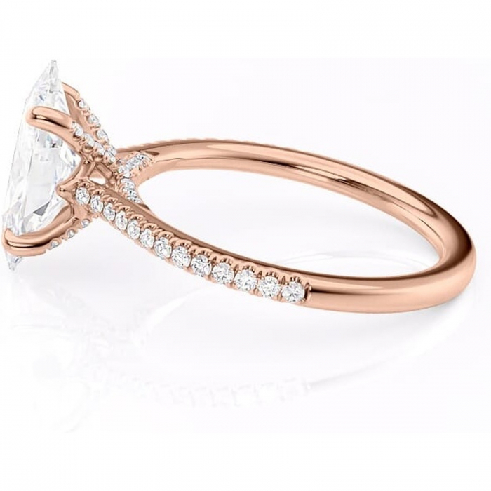 Inel de logodnă Noa din aur Rose 14kt cu moissanite tăietură marquise – Montură pavé rafinată pentru profil înalt | Personalizează și configurează gratuit online [6]