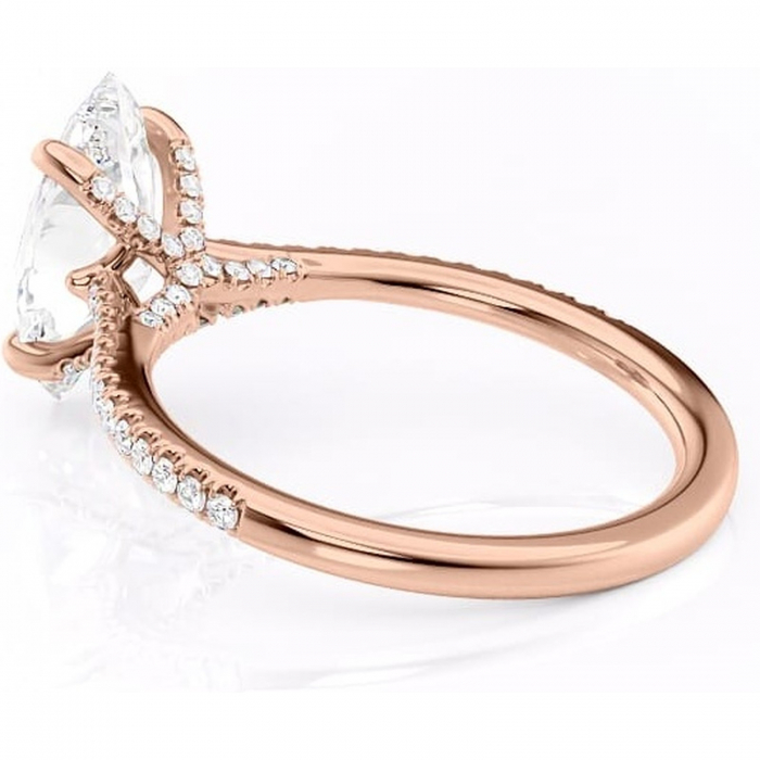 Inel de logodnă Noa din aur Rose 14kt cu moissanite tăietură marquise – Montură pavé rafinată pentru profil înalt | Personalizează și configurează gratuit online [5]