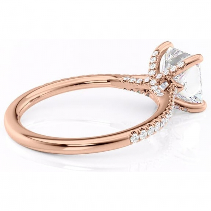 Inel de logodnă Noa din aur Rose 14kt cu moissanite tăietură princess – Montură pavé rafinată pentru profil înalt | Personalizează și configurează gratuit online [3]