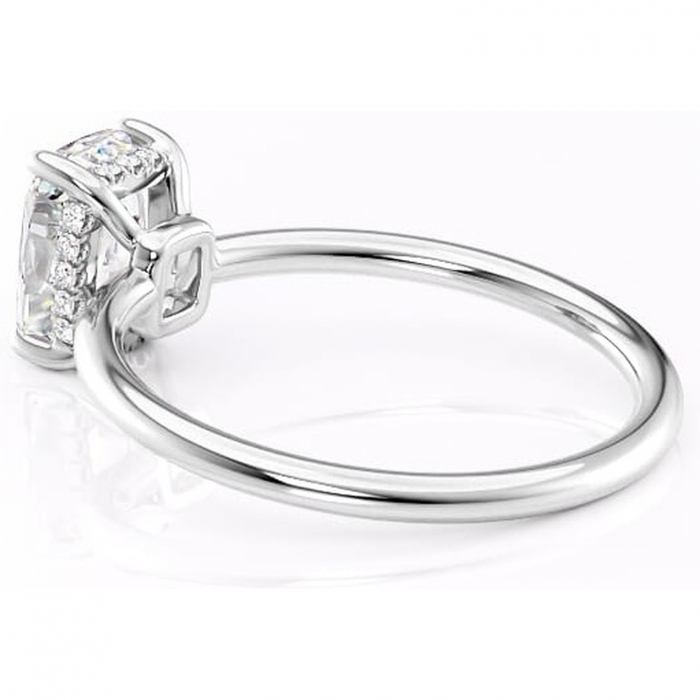 Inel de logodnă Nyla din aur Alb 14kt cu moissanite tăietură pernă – Montură Kamellie joasă rafinată pentru profil jos | Personalizează și configurează gratuit online [5]