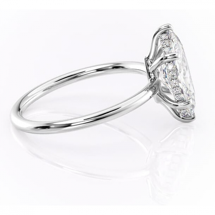 Inel de logodnă Nyla din aur Alb 14kt cu moissanite tăietură marquise – Montură Kamellie joasă rafinată pentru profil jos | Personalizează și configurează gratuit online [2]