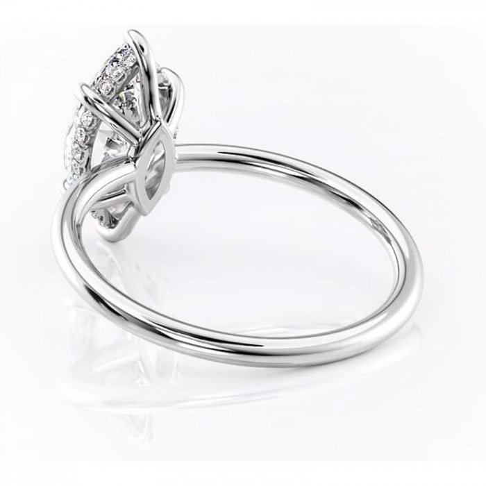 Inel de logodnă Nyla din aur Alb 14kt cu moissanite tăietură marquise – Montură Kamellie joasă rafinată pentru profil jos | Personalizează și configurează gratuit online [4]