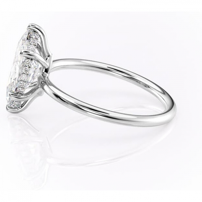 Inel de logodnă Nyla din aur Alb 14kt cu moissanite tăietură marquise – Montură Kamellie joasă rafinată pentru profil jos | Personalizează și configurează gratuit online [6]