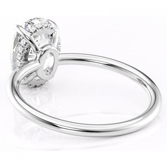 Inel de logodnă Nyla din aur Alb 14kt cu moissanite tăietură ovală – Montură Kamellie joasă rafinată pentru profil jos | Personalizează și configurează gratuit online [4]