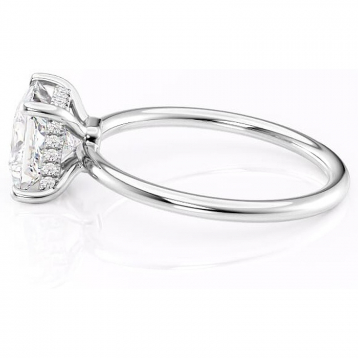 Inel de logodnă Nyla din aur Alb 18kt cu moissanite tăietură princess – Montură Kamellie joasă rafinată pentru profil jos | Personalizează și configurează gratuit online [6]