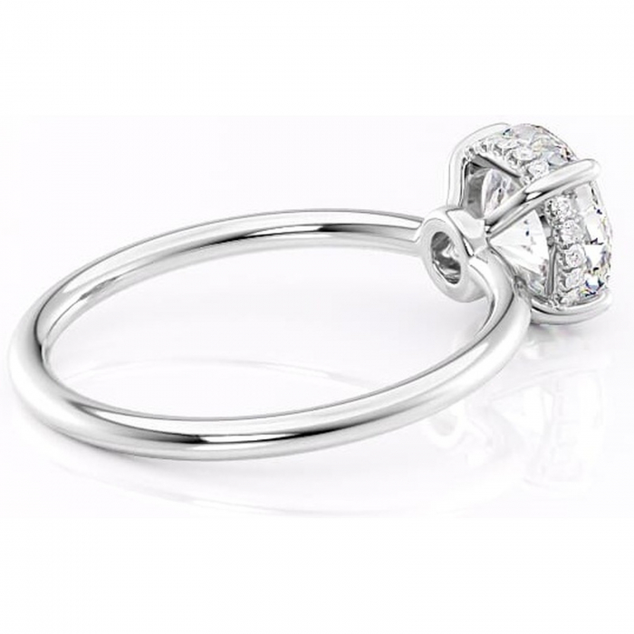 Inel de logodnă Nyla din aur Alb 14kt cu moissanite tăietură rotundă – Montură Kamellie joasă rafinată pentru profil jos | Personalizează și configurează gratuit online [3]