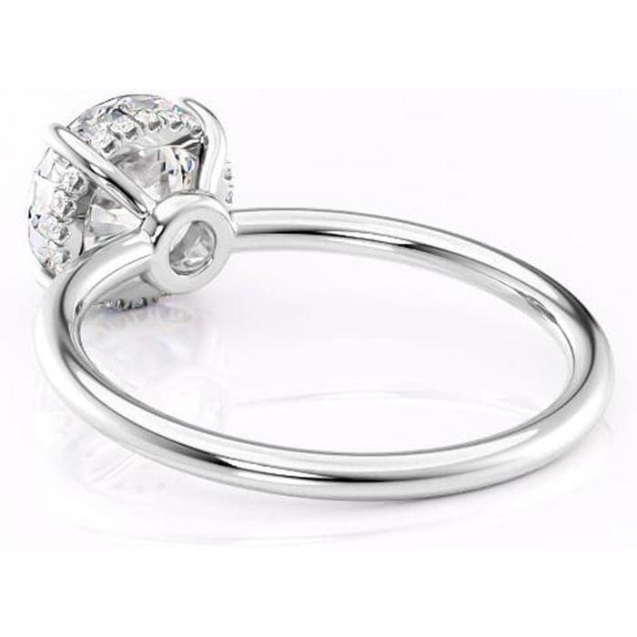 Inel de logodnă Nyla din aur Alb 14kt cu moissanite tăietură rotundă – Montură Kamellie joasă rafinată pentru profil jos | Personalizează și configurează gratuit online [4]