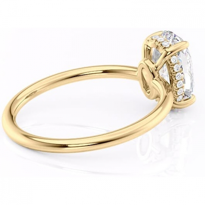 Inel de logodnă Nyla din aur Galben 14kt cu moissanite tăietură ovală – Montură Kamellie joasă rafinată pentru profil jos | Personalizează și configurează gratuit online [3]