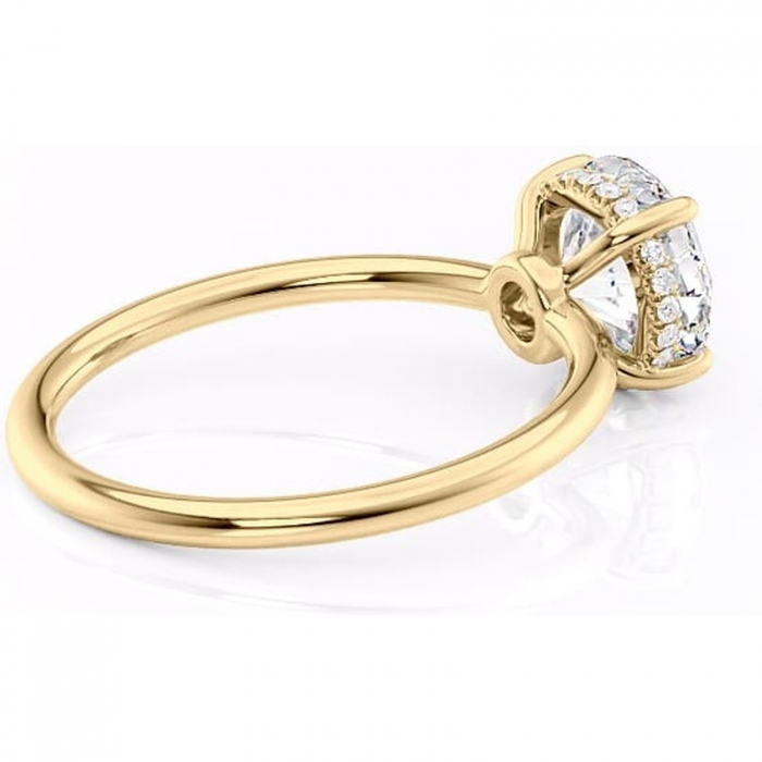 Inel de logodnă Nyla din aur Galben 14kt cu moissanite tăietură rotundă – Montură Kamellie joasă rafinată pentru profil jos | Personalizează și configurează gratuit online [3]