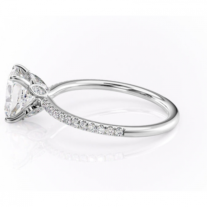 Inel de logodnă Onyxia din aur Alb 14kt cu moissanite tăietură asscher – Montură pavé rafinată pentru profil înalt | Personalizează și configurează gratuit online [6]