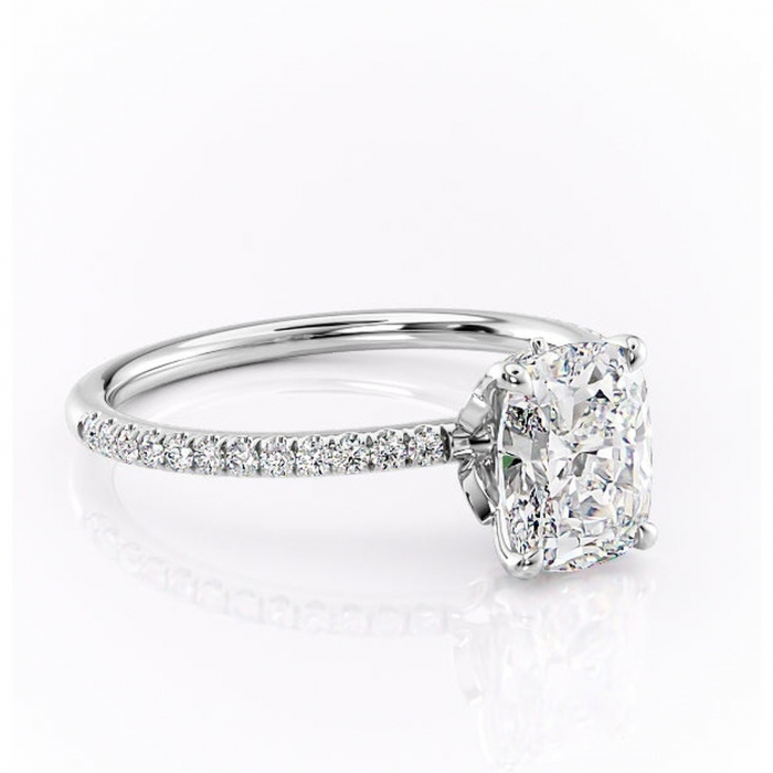 Inel de logodnă Onyxia din aur Alb 14kt cu moissanite tăietură asscher – Montură pavé rafinată pentru profil înalt | Personalizează și configurează gratuit online [1]