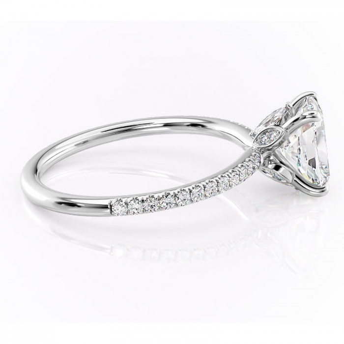 Inel de logodnă Onyxia din aur Alb 14kt cu moissanite tăietură asscher – Montură pavé rafinată pentru profil înalt | Personalizează și configurează gratuit online [2]