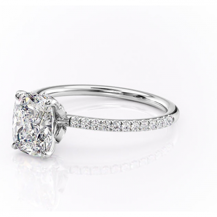 Inel de logodnă Onyxia din aur Alb 14kt cu moissanite tăietură asscher – Montură pavé rafinată pentru profil înalt | Personalizează și configurează gratuit online [7]