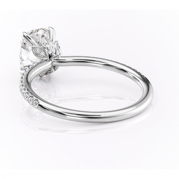 Inel de logodnă Onyxia din aur Alb 14kt cu moissanite tăietură asscher – Montură pavé rafinată pentru profil înalt | Personalizează și configurează gratuit online [4]