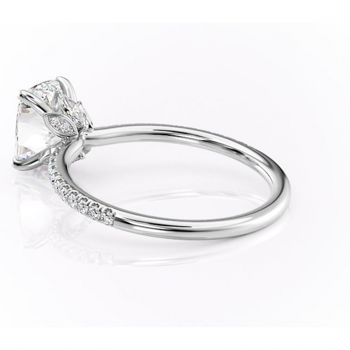 Inel de logodnă Onyxia din aur Alb 14kt cu moissanite tăietură asscher – Montură pavé rafinată pentru profil înalt | Personalizează și configurează gratuit online [5]