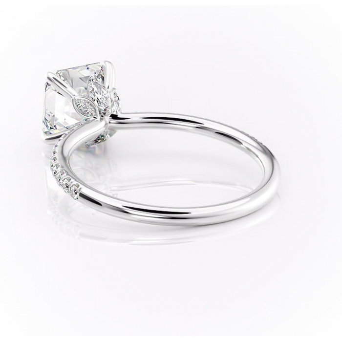 Inel de logodnă Onyxia din aur Alb 14kt cu moissanite tăietură asscher – Montură pavé rafinată pentru profil înalt | Personalizează și configurează gratuit online [4]