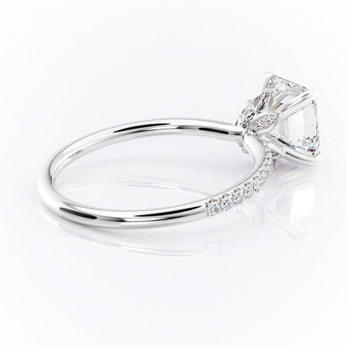 Inel de logodnă Onyxia din aur Alb 14kt cu moissanite tăietură asscher – Montură pavé rafinată pentru profil înalt | Personalizează și configurează gratuit online [3]