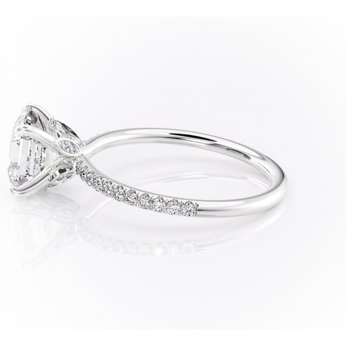 Inel de logodnă Onyxia din aur Alb 14kt cu moissanite tăietură asscher – Montură pavé rafinată pentru profil înalt | Personalizează și configurează gratuit online [6]