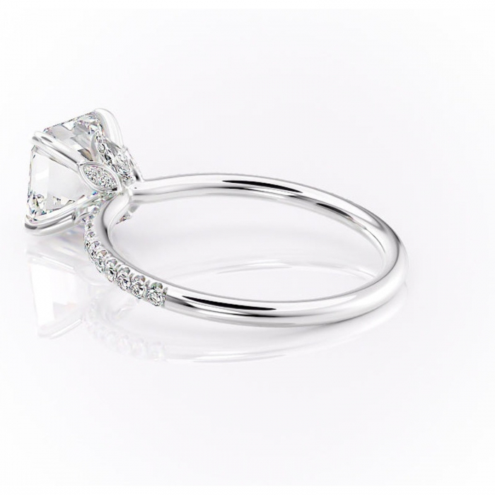 Inel de logodnă Onyxia din aur Alb 14kt cu moissanite tăietură asscher – Montură pavé rafinată pentru profil înalt | Personalizează și configurează gratuit online [5]