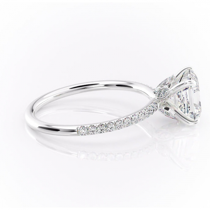 Inel de logodnă Onyxia din aur Alb 14kt cu moissanite tăietură asscher – Montură pavé rafinată pentru profil înalt | Personalizează și configurează gratuit online [2]