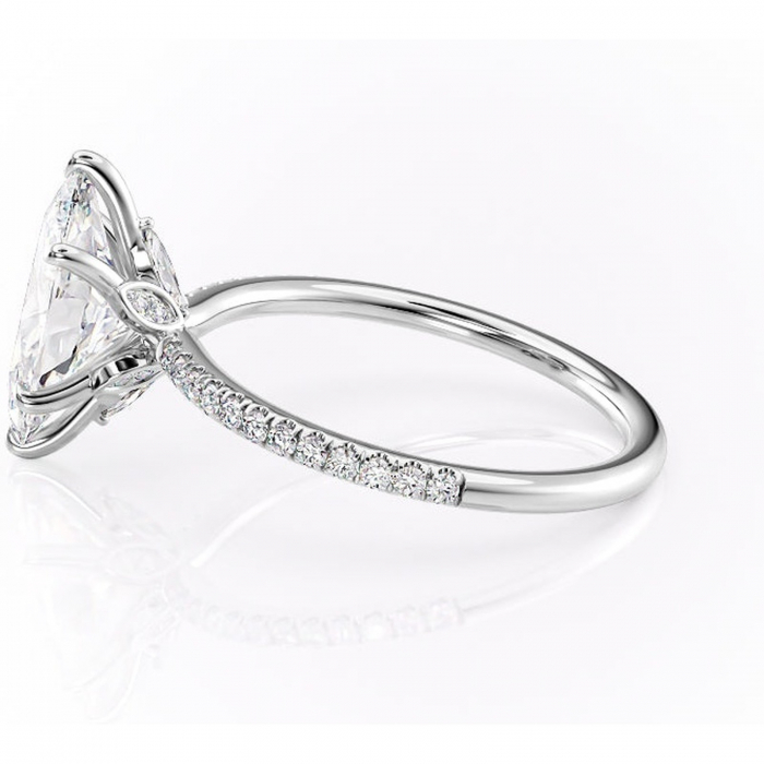 Inel de logodnă Onyxia din aur Alb 14kt cu moissanite tăietură marquise – Montură pavé rafinată pentru profil înalt | Personalizează și configurează gratuit online [6]