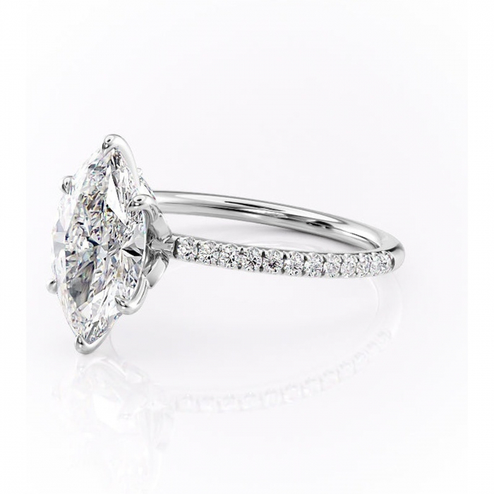 Inel de logodnă Onyxia din aur Alb 14kt cu moissanite tăietură marquise – Montură pavé rafinată pentru profil înalt | Personalizează și configurează gratuit online [7]