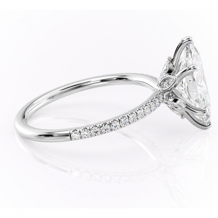 Inel de logodnă Onyxia din aur Alb 14kt cu moissanite tăietură marquise – Montură pavé rafinată pentru profil înalt | Personalizează și configurează gratuit online [2]