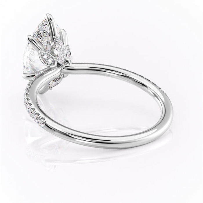 Inel de logodnă Onyxia din aur Alb 14kt cu moissanite tăietură marquise – Montură pavé rafinată pentru profil înalt | Personalizează și configurează gratuit online [4]