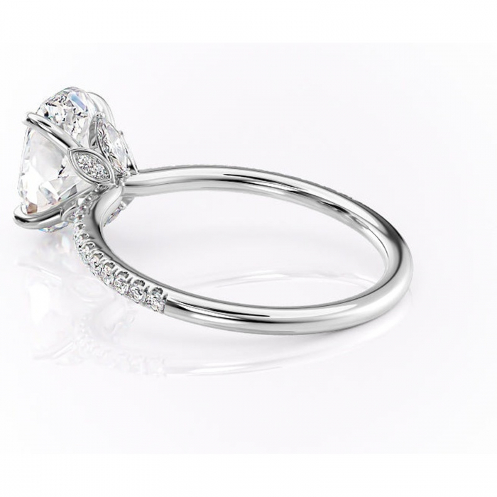 Inel de logodnă Onyxia din aur Alb 14kt cu moissanite tăietură ovală – Montură pavé rafinată pentru profil înalt | Personalizează și configurează gratuit online [5]