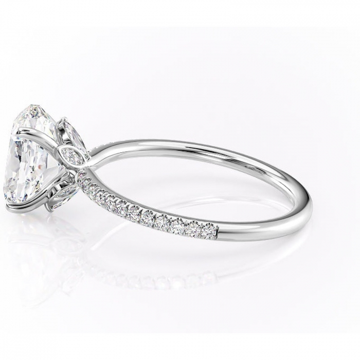 Inel de logodnă Onyxia din aur Alb 14kt cu moissanite tăietură ovală – Montură pavé rafinată pentru profil înalt | Personalizează și configurează gratuit online [6]