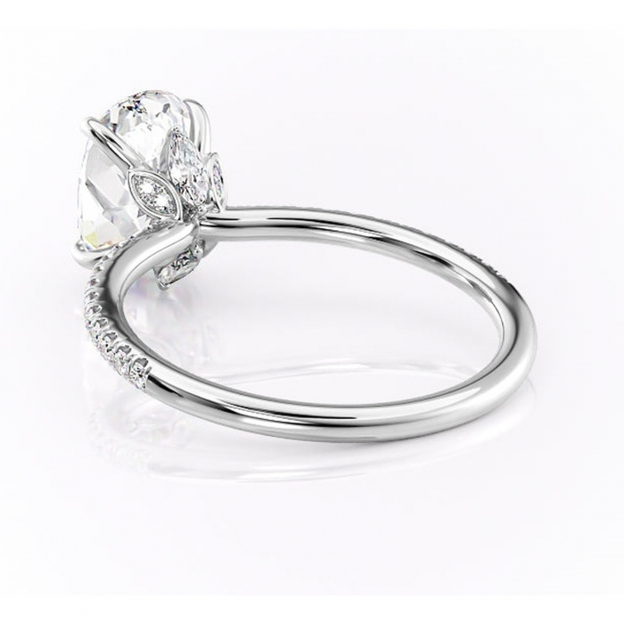 Inel de logodnă Onyxia din aur Alb 14kt cu moissanite tăietură ovală – Montură pavé rafinată pentru profil înalt | Personalizează și configurează gratuit online [4]