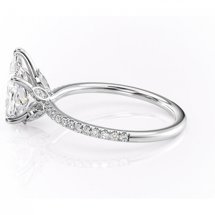 Inel de logodnă Onyxia din aur Alb 14kt cu moissanite tăietură pară – Montură pavé rafinată pentru profil înalt | Personalizează și configurează gratuit online [6]