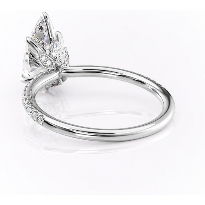 Inel de logodnă Onyxia din aur Alb 14kt cu moissanite tăietură pară – Montură pavé rafinată pentru profil înalt | Personalizează și configurează gratuit online [4]
