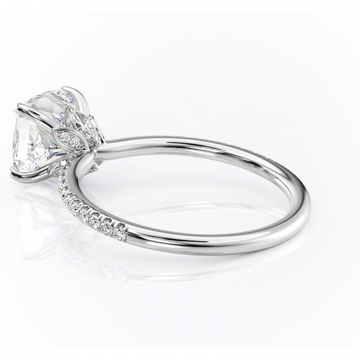 Inel de logodnă Onyxia din aur Alb 14kt cu moissanite tăietură pernă – Montură pavé rafinată pentru profil înalt | Personalizează și configurează gratuit online [5]