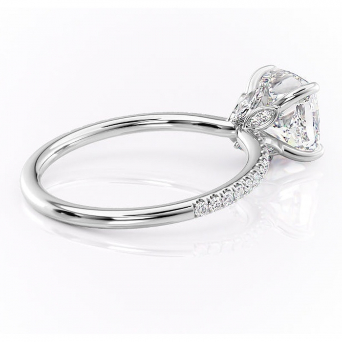 Inel de logodnă Onyxia din aur Alb 14kt cu moissanite tăietură pernă – Montură pavé rafinată pentru profil înalt | Personalizează și configurează gratuit online [3]