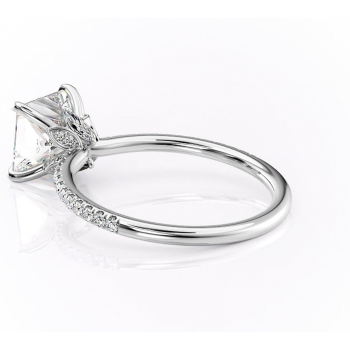 Inel de logodnă Onyxia din aur Alb 14kt cu moissanite tăietură princess – Montură pavé rafinată pentru profil înalt | Personalizează și configurează gratuit online [5]