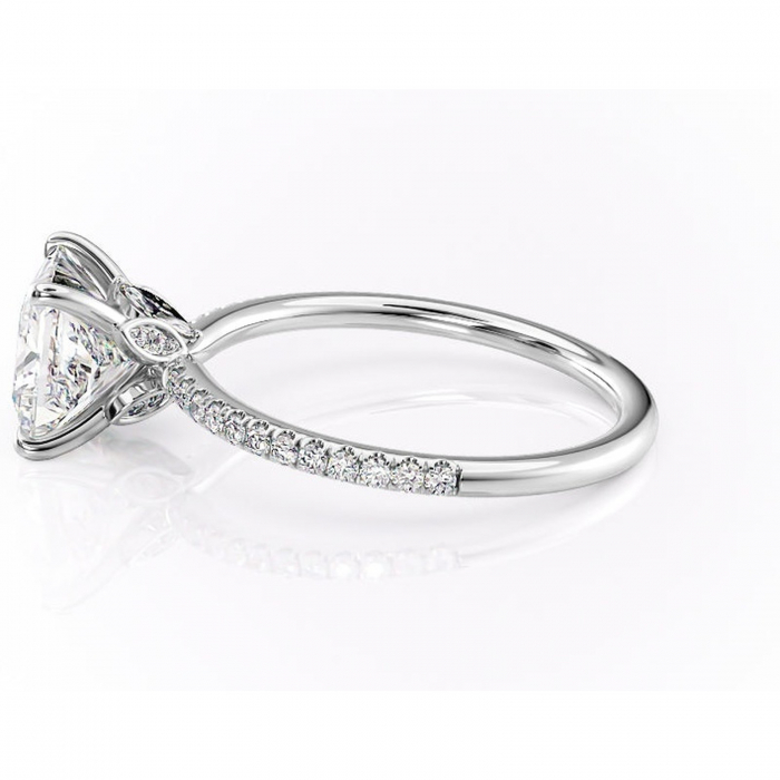 Inel de logodnă Onyxia din aur Alb 14kt cu moissanite tăietură princess – Montură pavé rafinată pentru profil înalt | Personalizează și configurează gratuit online [6]