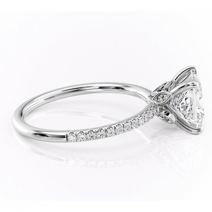 Inel de logodnă Onyxia din aur Alb 14kt cu moissanite tăietură princess – Montură pavé rafinată pentru profil înalt | Personalizează și configurează gratuit online [2]