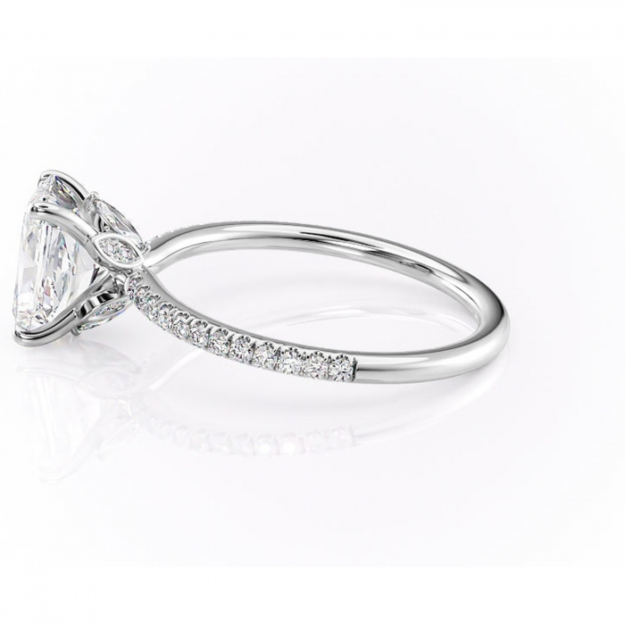 Inel de logodnă Onyxia din aur Alb 14kt cu moissanite tăietură radiantă – Montură pavé rafinată pentru profil înalt | Personalizează și configurează gratuit online [6]