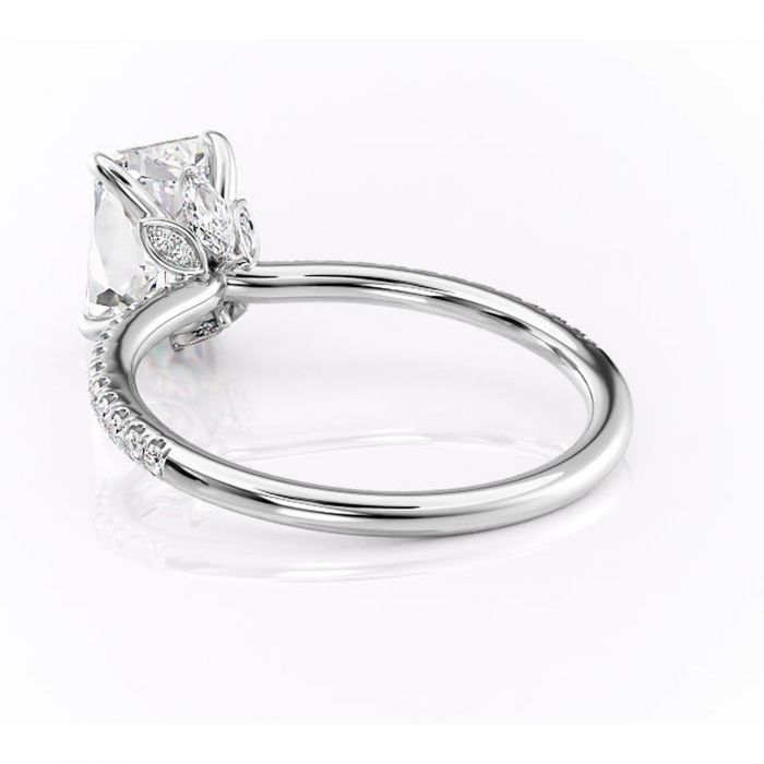 Inel de logodnă Onyxia din aur Alb 14kt cu moissanite tăietură radiantă – Montură pavé rafinată pentru profil înalt | Personalizează și configurează gratuit online [4]