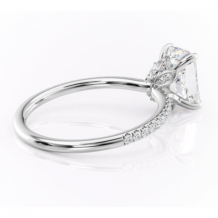 Inel de logodnă Onyxia din aur Alb 14kt cu moissanite tăietură radiantă – Montură pavé rafinată pentru profil înalt | Personalizează și configurează gratuit online [3]