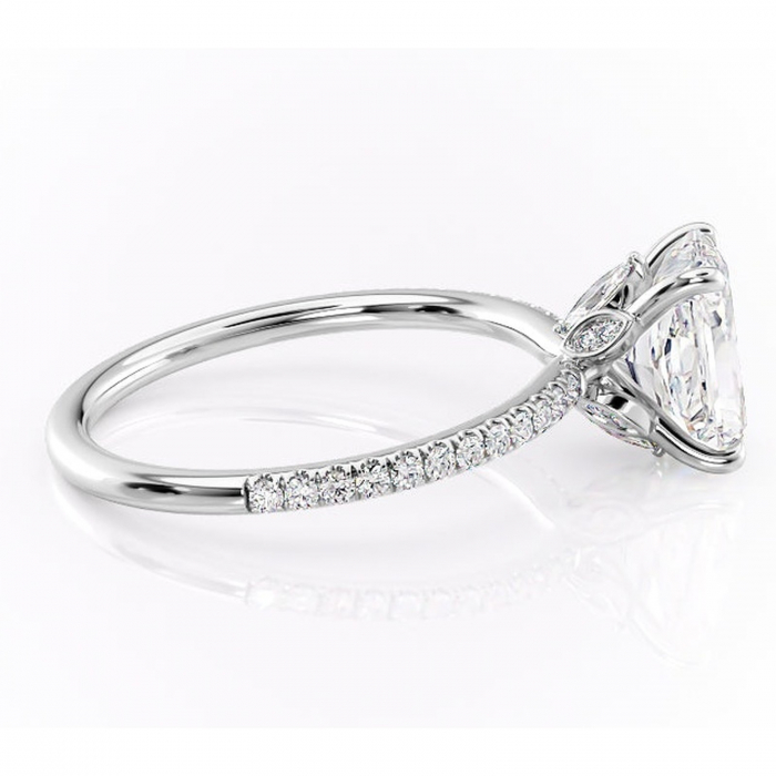 Inel de logodnă Onyxia din aur Alb 14kt cu moissanite tăietură radiantă – Montură pavé rafinată pentru profil înalt | Personalizează și configurează gratuit online [2]