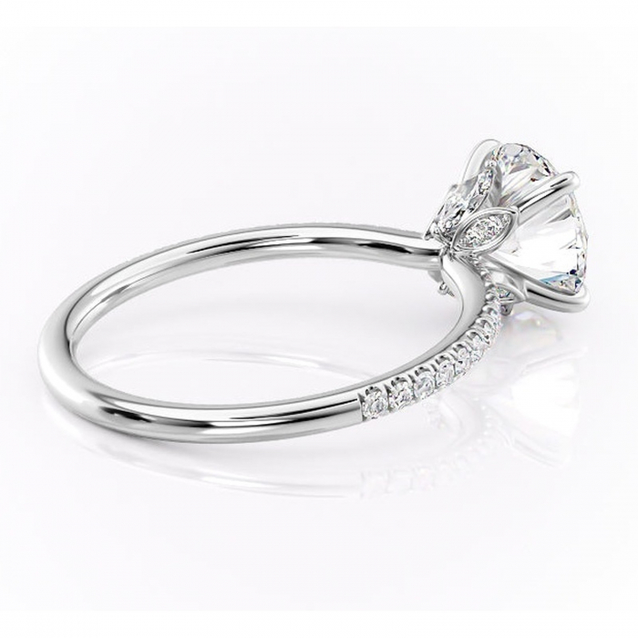 Inel de logodnă Onyxia din aur Alb 14kt cu moissanite tăietură rotundă – Montură pavé rafinată pentru profil înalt | Personalizează și configurează gratuit online [3]