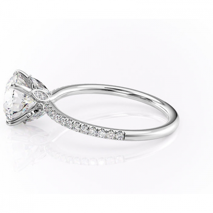 Inel de logodnă Onyxia din aur Alb 14kt cu moissanite tăietură rotundă – Montură pavé rafinată pentru profil înalt | Personalizează și configurează gratuit online [6]